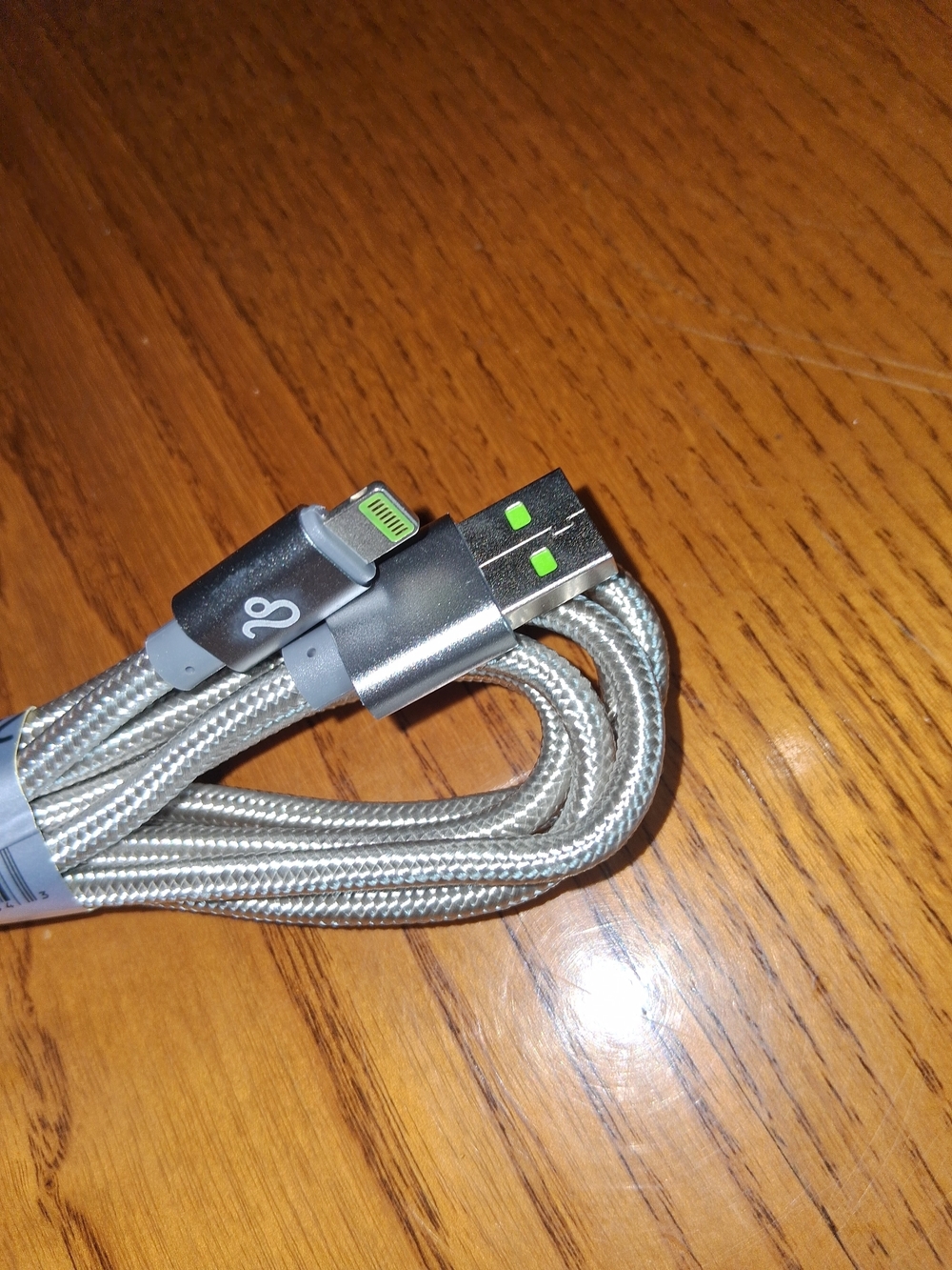 Silver Braided Lightning to Type C USB Charging Cable 6ft